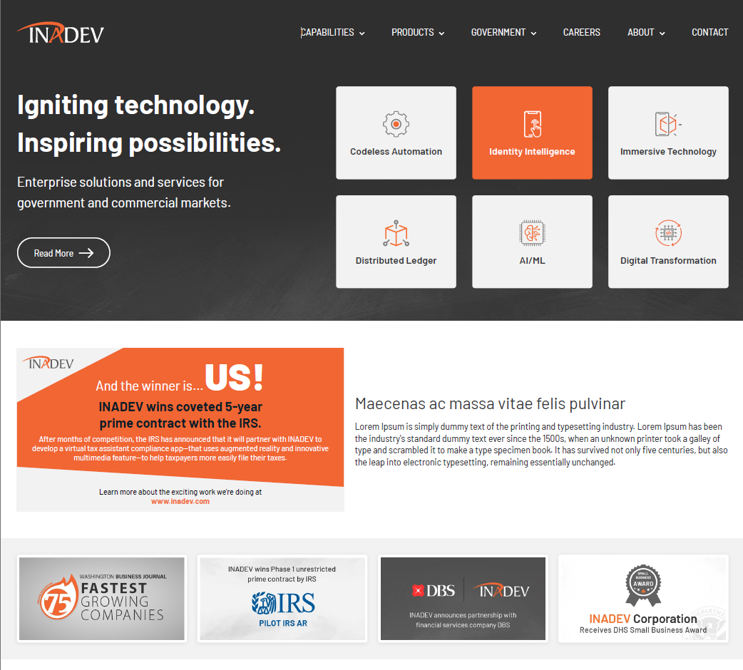 Inadev, Corporate brand and social, interface concept 1
